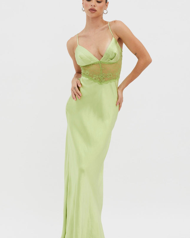 Lace Waist Maxi Dress Apple