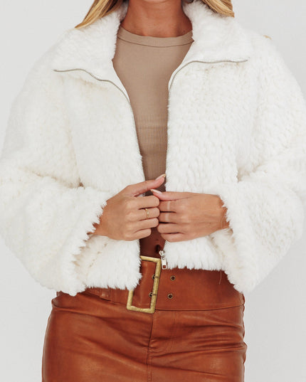 White Faux Fur Jacket