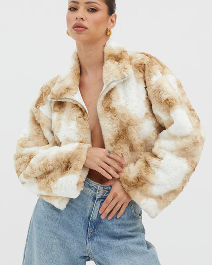 Faux Fur Jacket Coffee