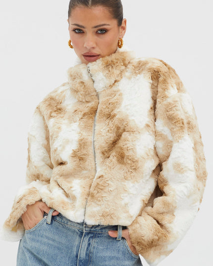 Faux Fur Jacket Coffee