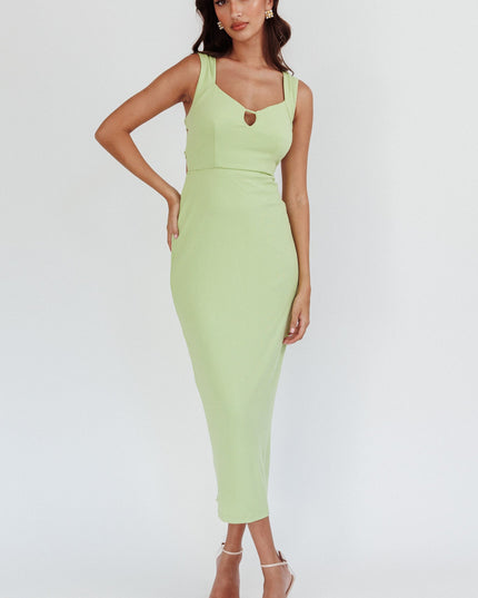 Matcha Lace-Up Back Midi Dress