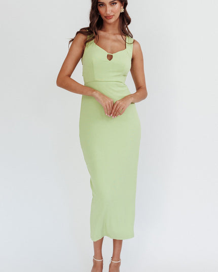 Matcha Lace-Up Back Midi Dress