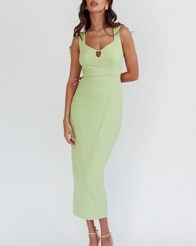 Matcha Lace-Up Back Midi Dress