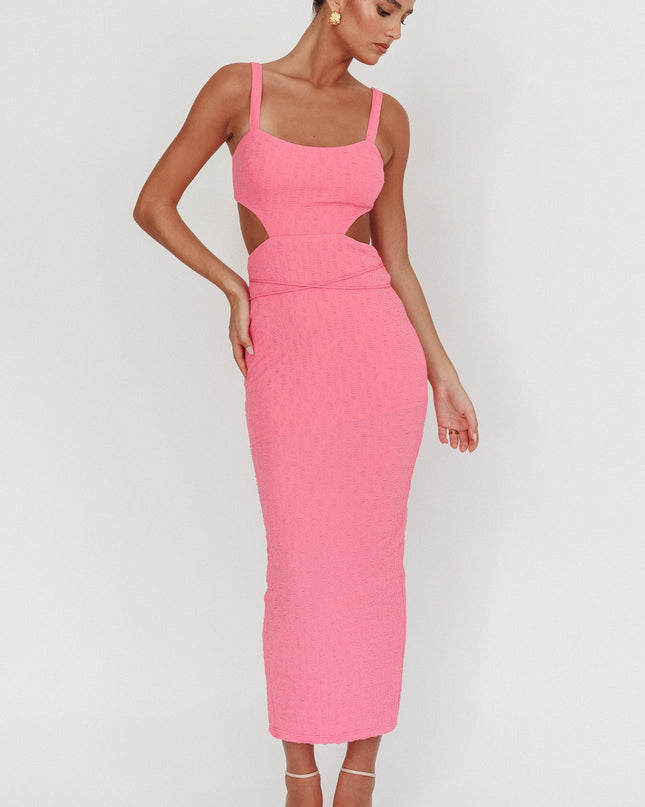 Hot Pink Cut-Out Waist Maxi Dress