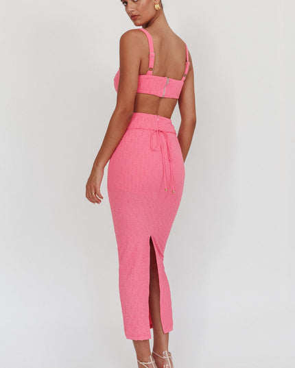 Hot Pink Cut-Out Waist Maxi Dress