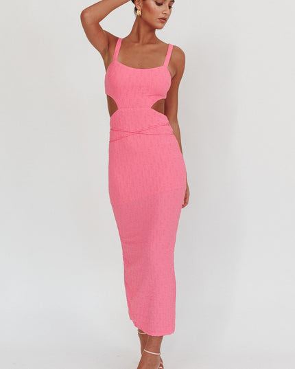 Hot Pink Cut-Out Waist Maxi Dress