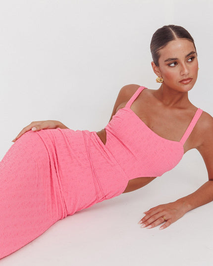 Hot Pink Cut-Out Waist Maxi Dress