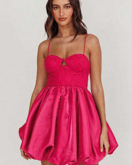 Hot Pink Bubble Skirt Mini Dress