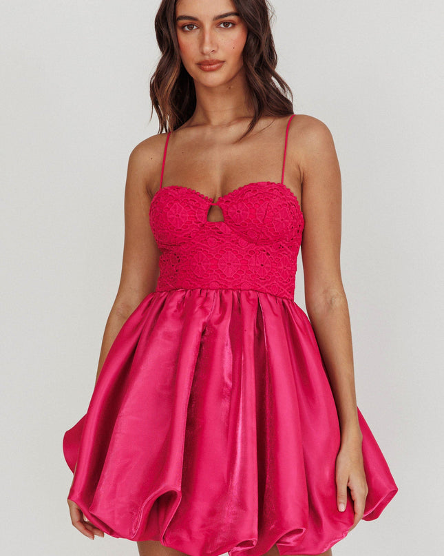 Hot Pink Bubble Skirt Mini Dress