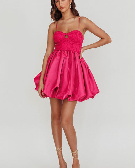 Hot Pink Bubble Skirt Mini Dress