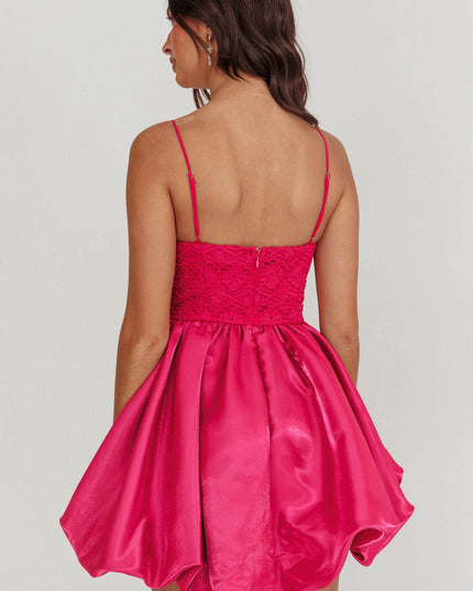 Hot Pink Bubble Skirt Mini Dress