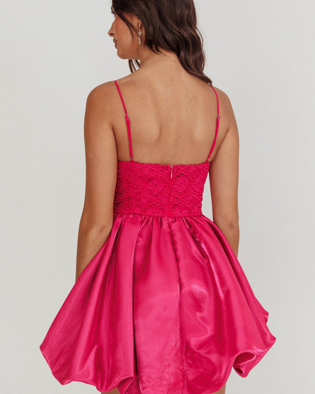 Hot Pink Bubble Skirt Mini Dress