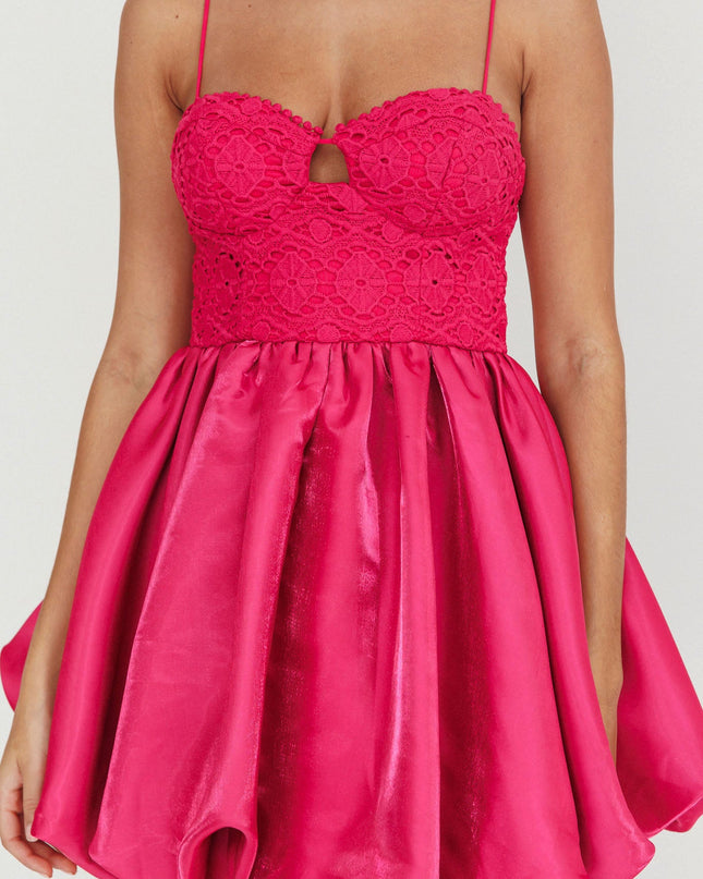 Hot Pink Bubble Skirt Mini Dress