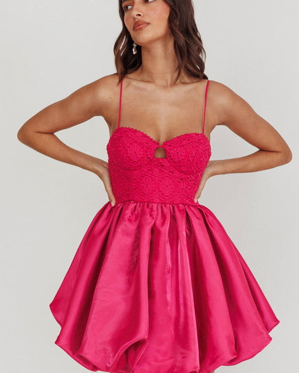 Hot Pink Bubble Skirt Mini Dress