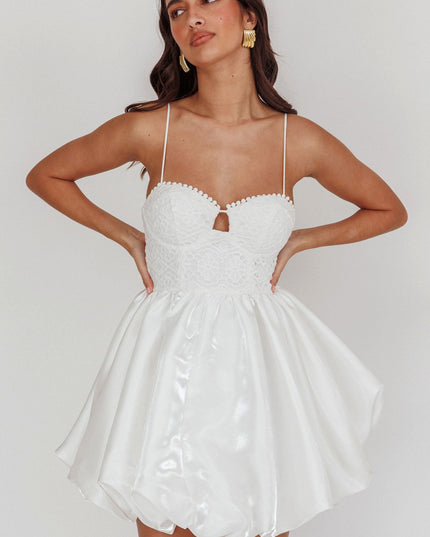 White Bubble Skirt Mini Dress