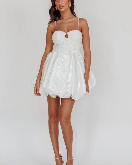 White Bubble Skirt Mini Dress