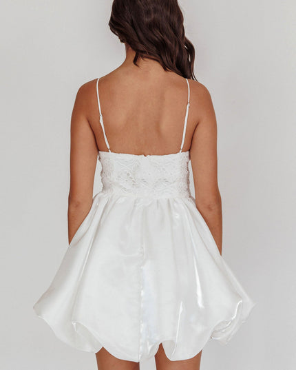 White Bubble Skirt Mini Dress