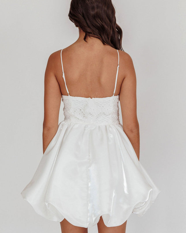 White Bubble Skirt Mini Dress
