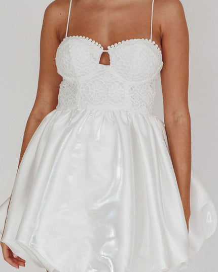 White Bubble Skirt Mini Dress