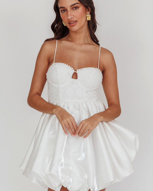 White Bubble Skirt Mini Dress