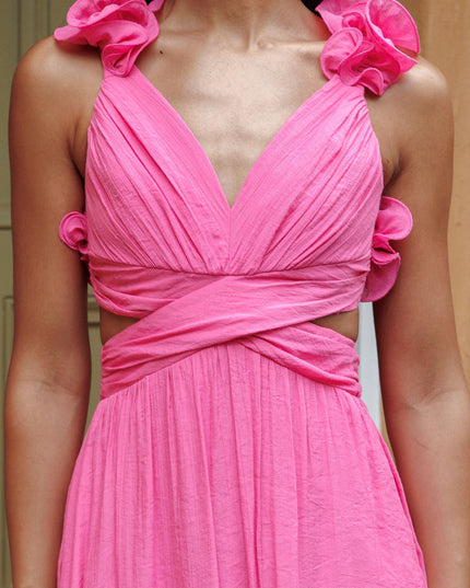 Hot Pink Back Ruffle Dress
