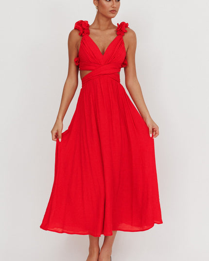 Red Back Ruffle Dress