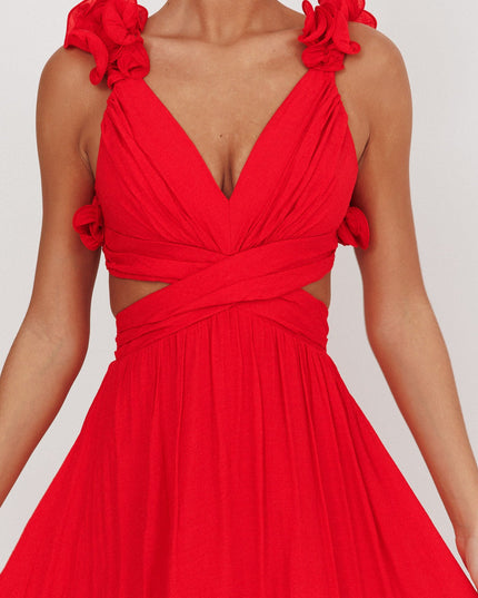 Red Back Ruffle Dress