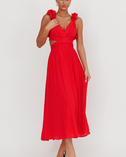 Red Back Ruffle Dress