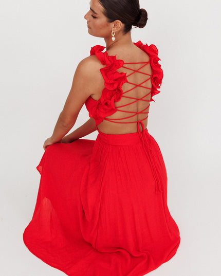 Red Back Ruffle Dress
