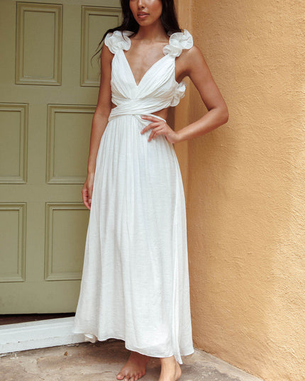 White Back Ruffle Dress