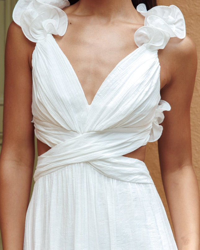 White Back Ruffle Dress