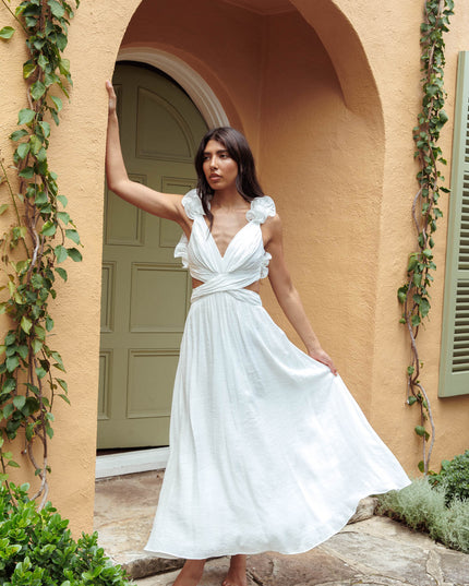 White Back Ruffle Dress