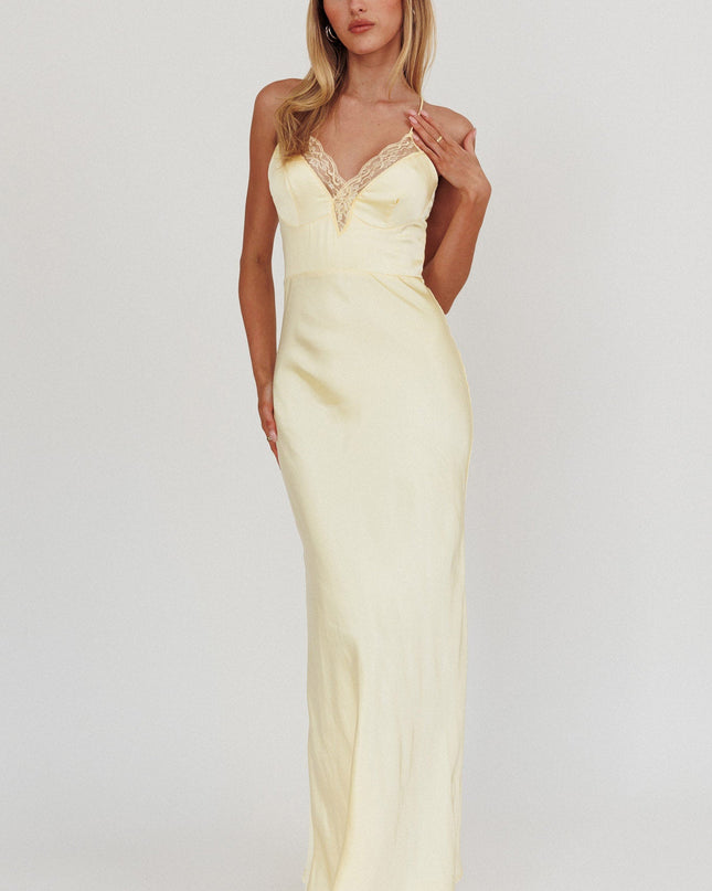 Lemon Love Lace Trim Maxi Dress