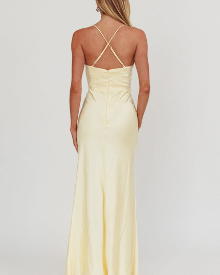 Lemon Love Lace Trim Maxi Dress