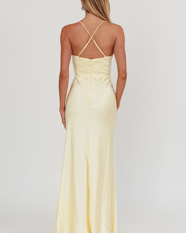 Lemon Love Lace Trim Maxi Dress