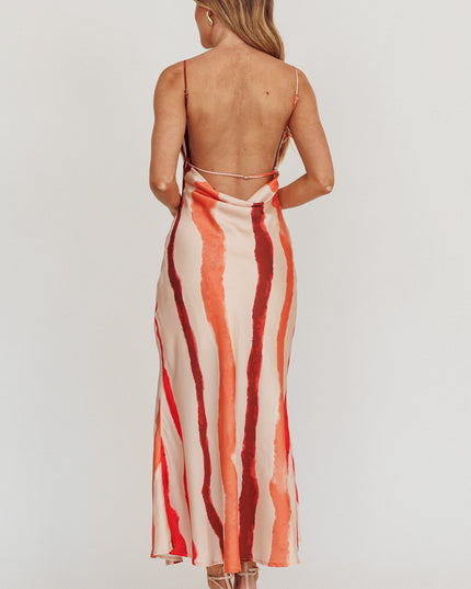 Peach Cowl Bust Split Maxi Dress