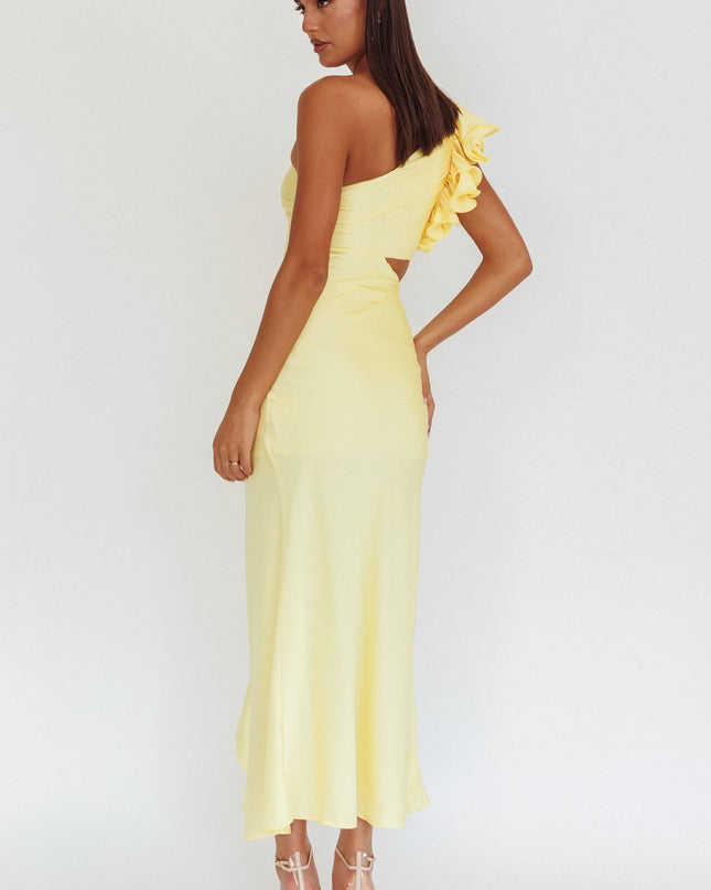 Yellow One-Shoulder Split Maxi Dress