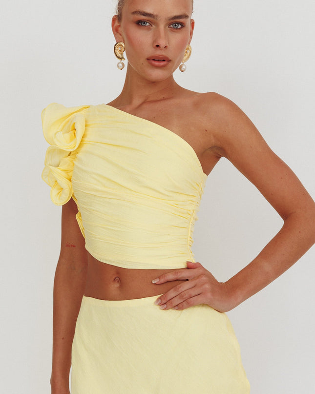 Lemon One-Shoulder Ruffle Top