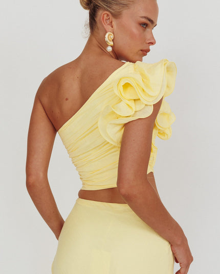 Lemon One-Shoulder Ruffle Top