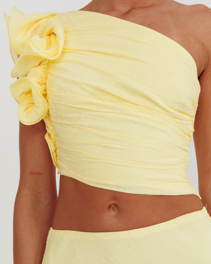 Lemon One-Shoulder Ruffle Top