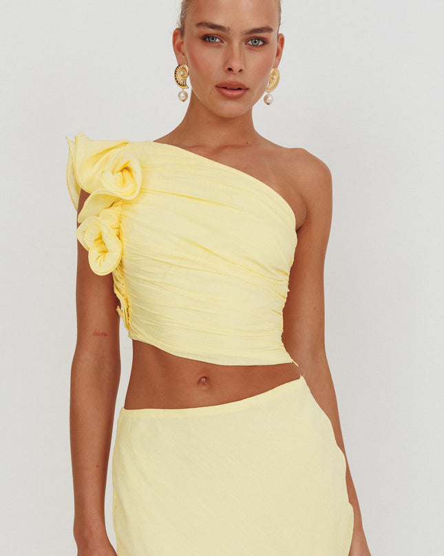 Lemon One-Shoulder Ruffle Top