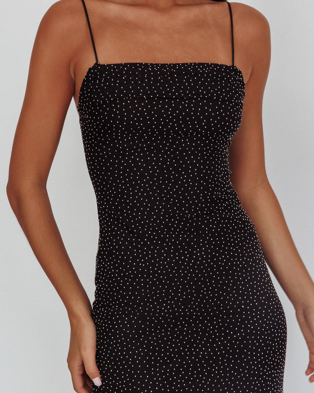Black Rhinestone Overlay Maxi Dress