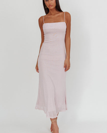 Lilac Rhinestone Overlay Maxi Dress