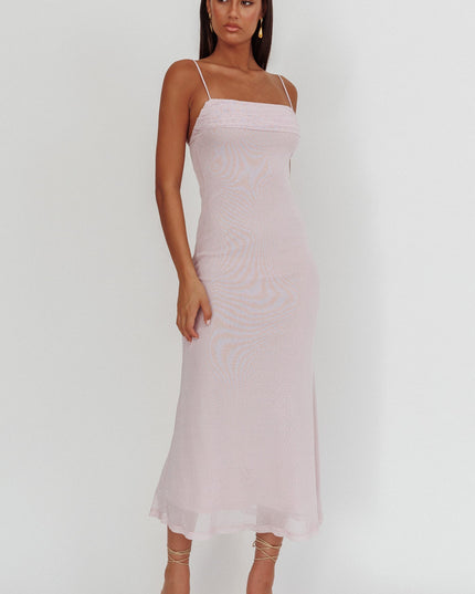 Lilac Rhinestone Overlay Maxi Dress