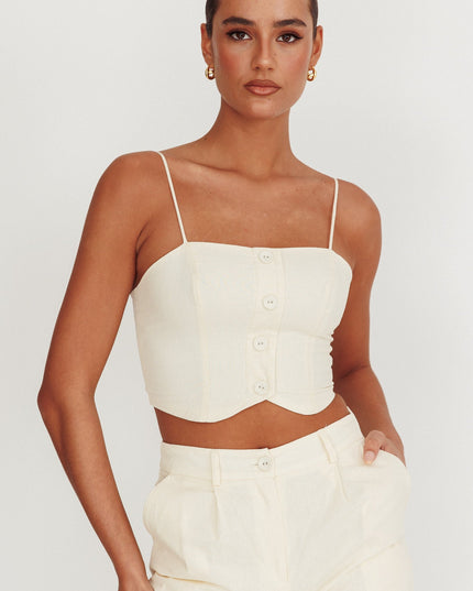 Oat Straight Neck Cropped Top