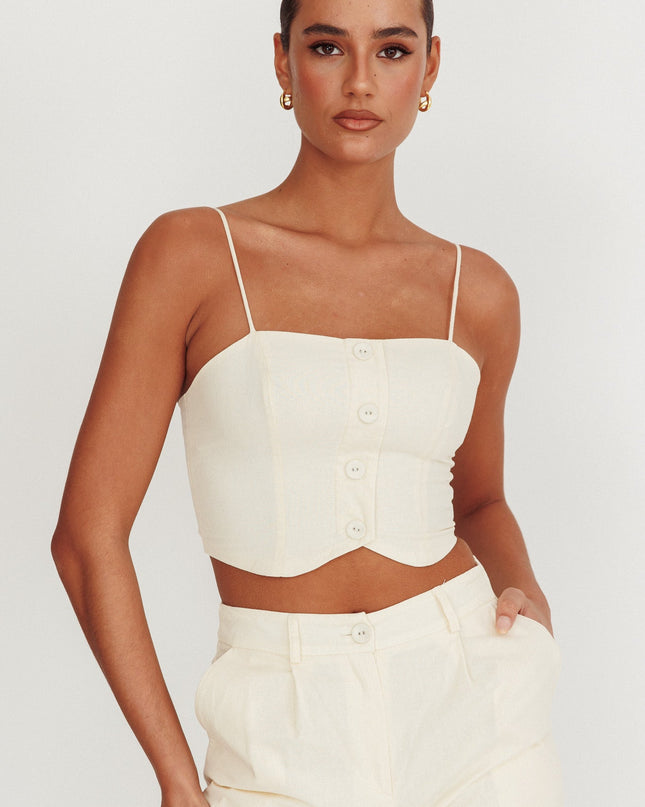 Oat Straight Neck Cropped Top