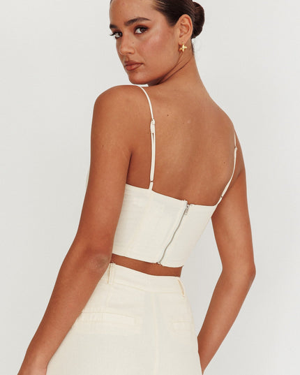 Oat Straight Neck Cropped Top