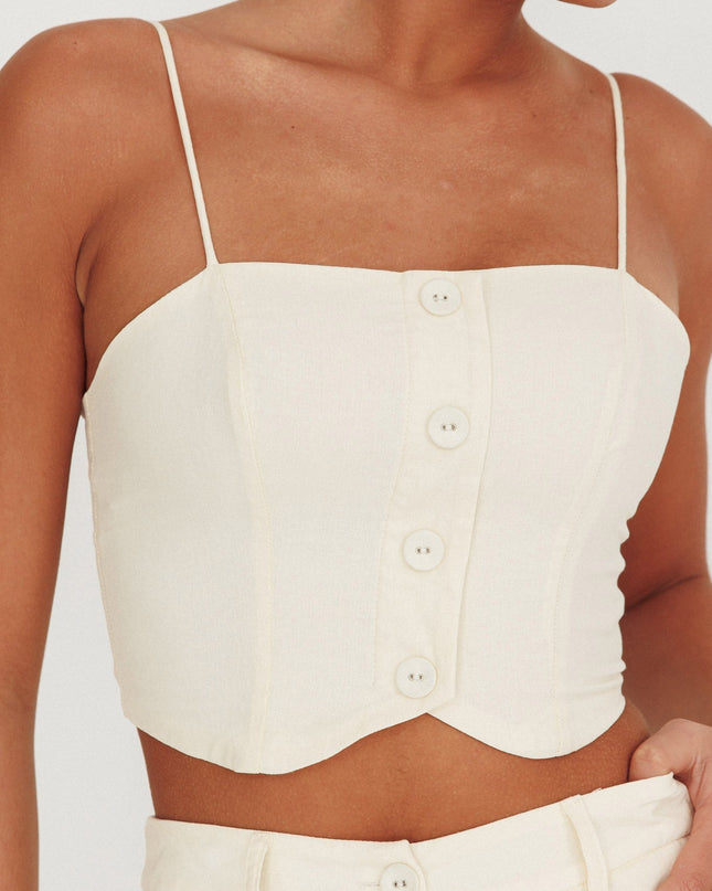 Oat Straight Neck Cropped Top