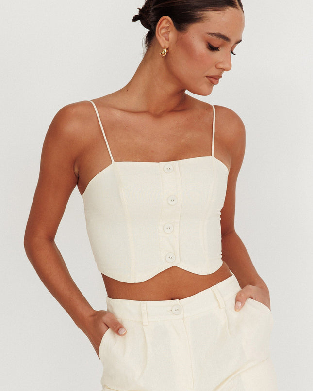 Oat Straight Neck Cropped Top