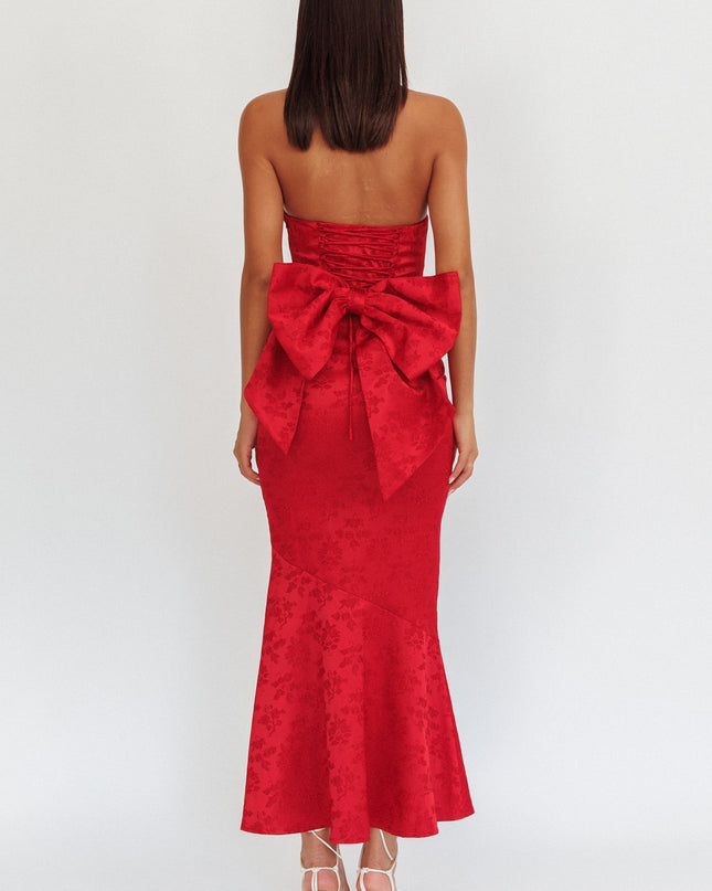 Wine Bow Back Maxi Dress